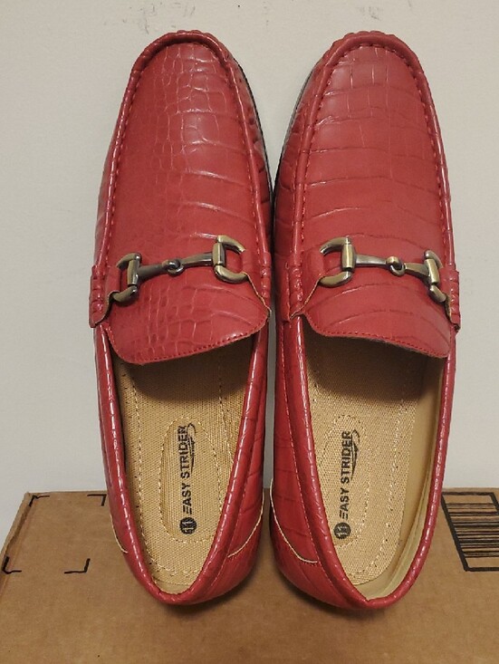 Men’s Red Croc-Embossed Bit Loafers, Easy Strider, Size 11.5 main image 5